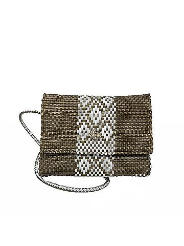 Lolas Collection Women's Woven Long Braided Strap Crossbody Bag in Dark Gold (view 1)