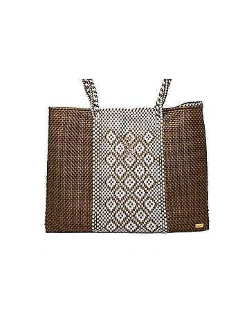 Lolas Collection Women's Travel Handmade Aztec Tote Bag With Clutch in Dark Gold (view 1)