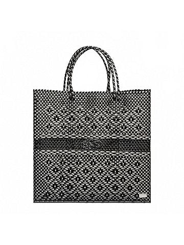 Lolas Collection Women's Medium Handmade Aztec Striped Regular Strap Tote Bag in Black/Silver (view 1)
