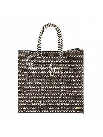 Lolas Collection Women's Medium Woven Regular Strap Tote Bag in Taupe/Gold (view 1)