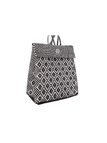 Lolas Collection Women's Small Handmade Aztec Backpack in Black/White (view 2)