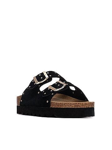 Refresh Women's Suede Sandals in Black (view 2)