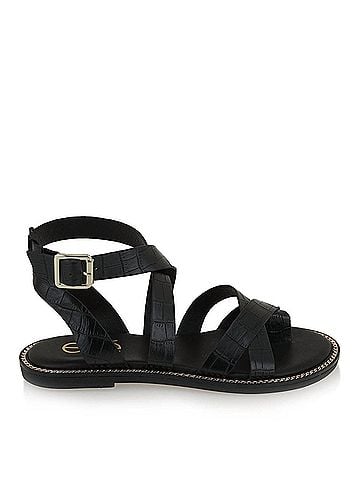 exe Women's Alexia Flat Strappy Sandal in Black (view 1)