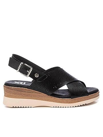 XTI Women's Pu Wedge Sandal in Black (view 1)