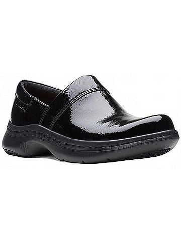 Clarks Women's Pro Gem Clog in Black Patent (view 1)