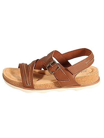 Clarks Women's Brynn Step Sandals in Dark Tan Leather (view 2)