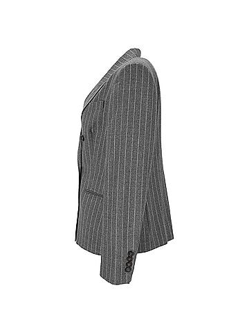 Brunello Cucinelli Brunello Cucinelli Pinstriped Double-Breasted Blazer in Grey Wool (view 2)
