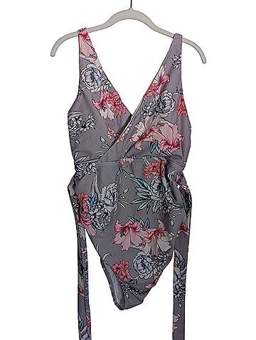 Pink Blush Lavender Floral Waist Tie Maternity One-piece One Piece Swimsuit (view 1)