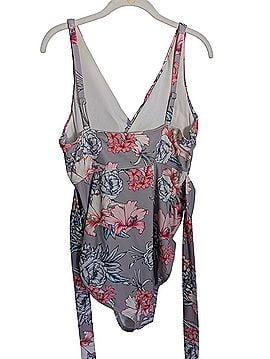 Pink Blush Lavender Floral Waist Tie Maternity One-piece One Piece Swimsuit (view 2)
