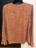 Ann Taylor 100% Polyester Print Brown White Tan Long Sleeve Blouse Size S - photo 3