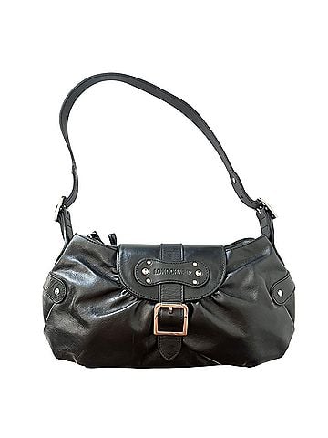 Longchamp Idole Smooth Black Leather Pleated Vintage Y2K Silver Buckle Made in France Leather Shoulder Bag (view 1)