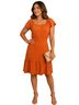 DKNY 100% Polyester Orange Casual Dress Size 12 - photo 1