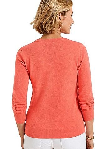 Talbots Classic Button-Front Crewneck Cardigan Cardigan (view 2)