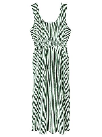Gilli Green Striped Smocked-Waist Sundress Casual Dress (view 2)