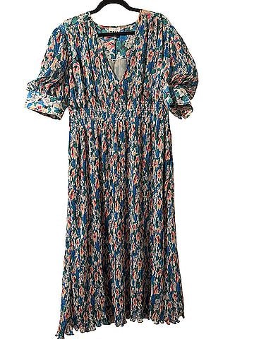 Ganni Pleated Georgette Midi Casual Dress (view 1)