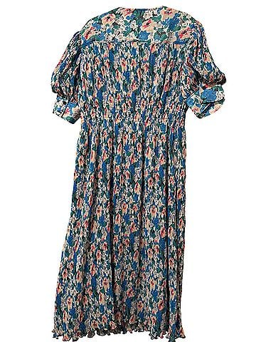 Ganni Pleated Georgette Midi Casual Dress (view 2)