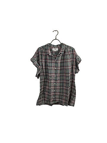 Birds of Paradis by Trovata Green and Red Plaid Ruffle Sleeve Button-Up Shirt Button-Down Shirt (view 1)