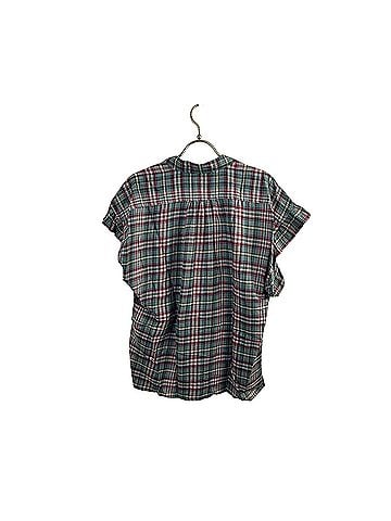 Birds of Paradis by Trovata Green and Red Plaid Ruffle Sleeve Button-Up Shirt Button-Down Shirt (view 2)
