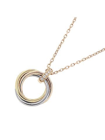 Cartier Cartier Trinity Necklace Pendant with 5 Diamonds, 18K Yellow Gold, Pink White Gold (B7058700) (view 1)