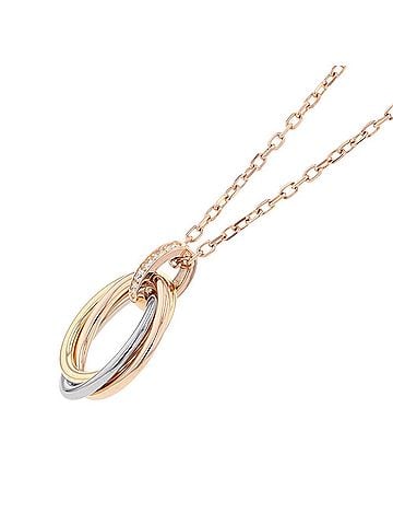 Cartier Cartier Trinity Necklace Pendant with 5 Diamonds, 18K Yellow Gold, Pink White Gold (B7058700) (view 2)