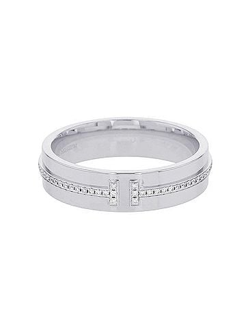 Tiffany & Co. Tiffany &amp; Co. T Wide Diamond Ring, 18K White Gold, Ring Size Approx. 1 (view 1)