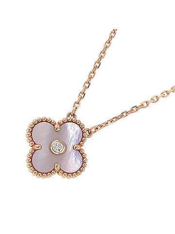 Van Cleef & Arpels Van Cleef &amp; Arpels Alhambra Necklace, Pink Mother-of-Pearl, 1 Diamond, 18K Gold (VCARPMOP00), 2025 Holiday Limited Edition. (view 1)