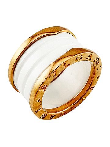 Bvlgari Bvlgari Bulgari B-zero.1 4-band white ceramic ring, 18K pink gold, women's, pre-owned. (view 1)