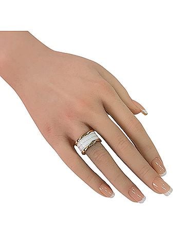 Bvlgari Bvlgari Bulgari B-zero.1 4-band white ceramic ring, 18K pink gold, women's, pre-owned. (view 2)
