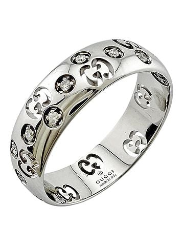 Gucci Gucci GG Icon Ring, 18K White Gold, Diamond, Women's, Pre-owned. (view 1)
