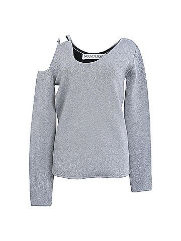 J.W. Anderson JW Anderson Asymmetric Cut-Out Sweater in Silver Viscose (view 1)