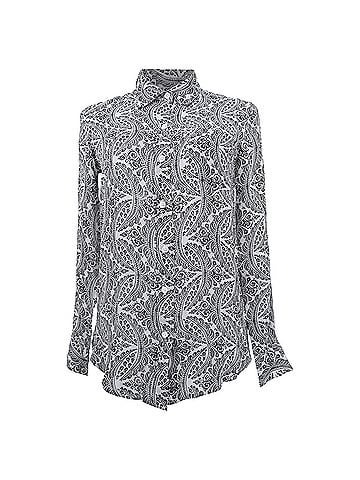 Theory Theory Printed Button-Down Shirt in Black and White Silk (view 1)