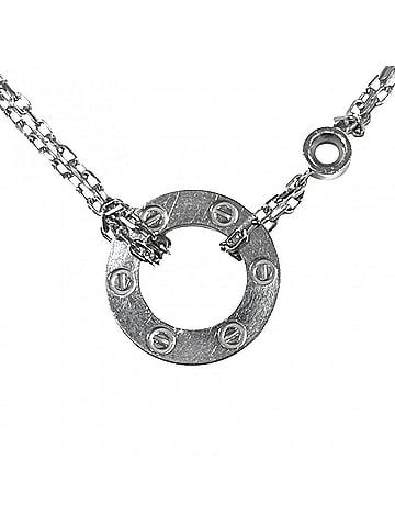 Cartier Cartier Women's Love Circle Necklace, Jewelry Pendant with Adjustable Clasp, LOVE Accessory, Au750 18K White Gold, Diamond, Approx. 6.7g (view 2)