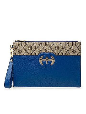 Gucci GG Supreme and Calfskin Cut Out Interlocking G Clutch (view 1)