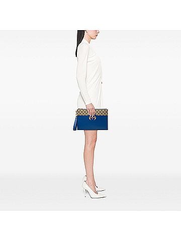 Gucci GG Supreme and Calfskin Cut Out Interlocking G Clutch (view 2)