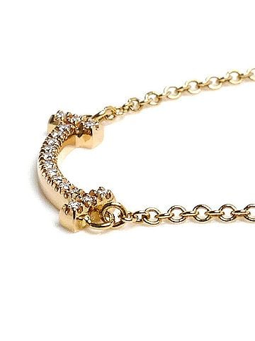 Tiffany & Co. TIFFANY&amp;Co. Tiffany 18K Yellow Gold T Smile Mini Necklace 62617683 Diamond 2.3g Size 41-46cm Women's (view 2)