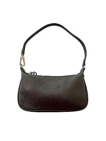 Longchamp Le Foulonne Grey Pebbled Leather Baguette Silver Carabiner Strap Leather Shoulder Bag (view 1)