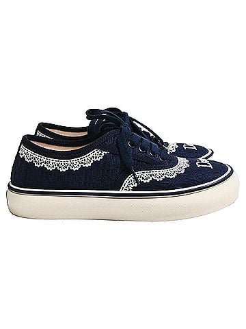 Christian Dior Dior Saltwind Sneakers in Navy Blue Cotton (view 1)