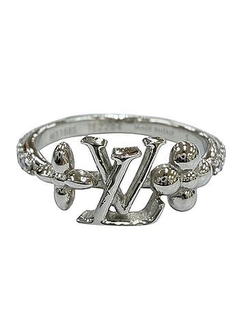 Louis Vuitton LOUIS VUITTON (Louis Vuitton) 2024 model M1188S Ring - LV Iconic Rhinestone Ring, Silver, Size S, Made in Italy, Women's, with dust bag. (view 1)