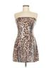 White Fox Animal Print Brown White Fox Cocktail Dress Size M - photo 1