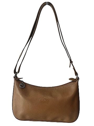 Longchamp Le Foulonne Pebbled Leather Baguette Oxidized Silver Zipper Pull Adjustable Strap Y2K Leather Shoulder Bag (view 1)