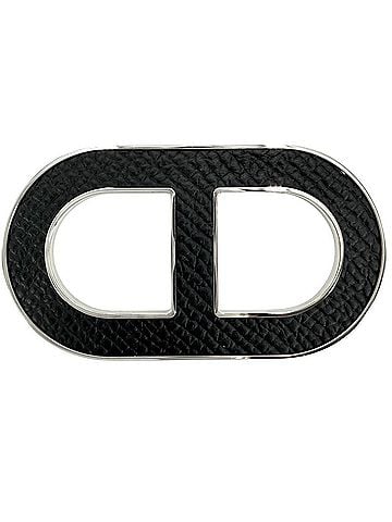 Hermès Hermes Brooch for Women, Chaine d'Ancre design, Leather, Black, Approx. 14.4g (view 1)