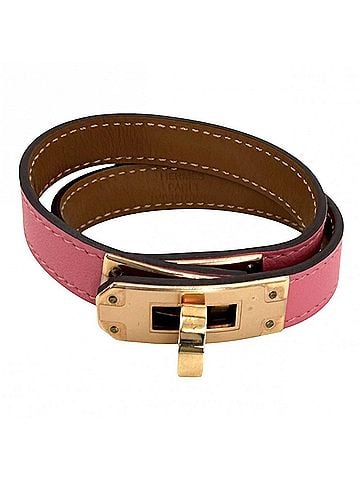 Hermès Hermes Bracelet for Women, Mini Kelly Double Tour Bangle, Leather, U Stamp, Pink Gold Hardware, Approx. 18.4g, 2022 Model (view 1)