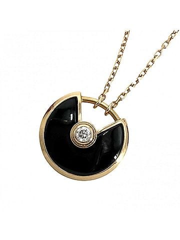 Cartier Cartier Amulette de Necklace for Women, Adjustable, 18K Pink Gold (Au750), Onyx, Diamond, Approx. 2.8g (view 1)