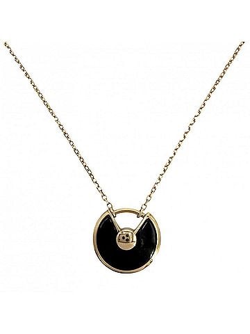 Cartier Cartier Amulette de Necklace for Women, Adjustable, 18K Pink Gold (Au750), Onyx, Diamond, Approx. 2.8g (view 2)