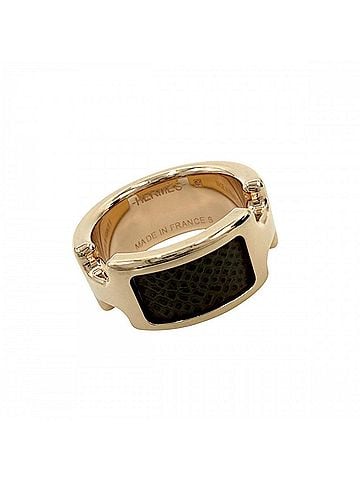 Hermès Hermes Olympe PM Ring for Women, Small Size, Pink Gold/Brown, Approx. 6.2g (view 1)