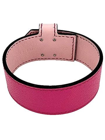 Hermès Hermes Kelly Twist PM Bangle for Women, Leather, B Stamp, Pink Tone, Silver Hardware, Approx. 17.8g, 2023 (view 2)