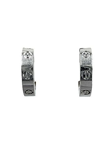 Cartier Cartier women's hoop earrings, Mini Love design, screw motif, small size, 18K white gold (Au750), jewelry, accessory, CARTIER, K18 gold, approximately 3.8g (view 1)