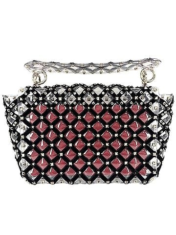 Valentino Garavani Valentino Garavani handbag for women, featuring Rockstud detailing, velour, clear black, and gold hardware. (view 2)