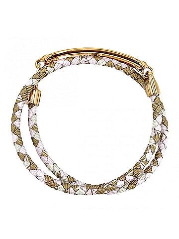 Hermès Hermes women's bracelet, Roulette Double Tour, pink/brown, gold hardware, approximately 9.5g. (view 2)