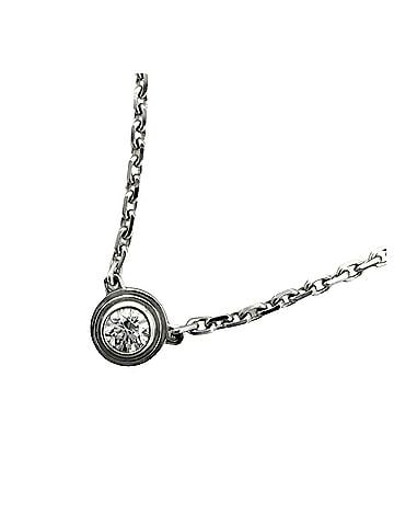 Cartier Cartier Damour XS Necklace for Women, Single Diamond, Adjustable, Au750 18K White Gold, Approx. 2.4g (view 1)